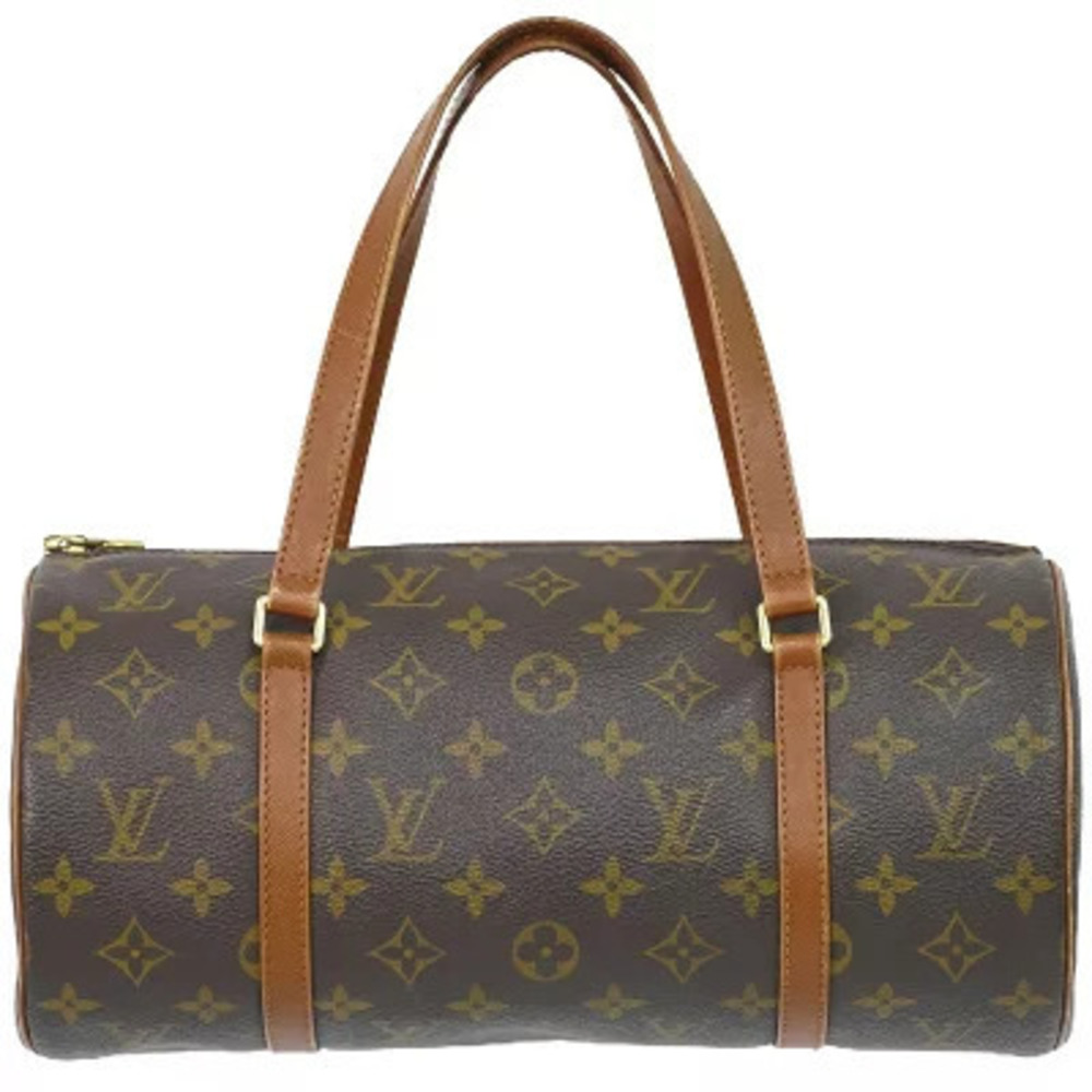 Louis Vuitton LV Papillon Monogram Top Handle Bag Canvas Leather Brown